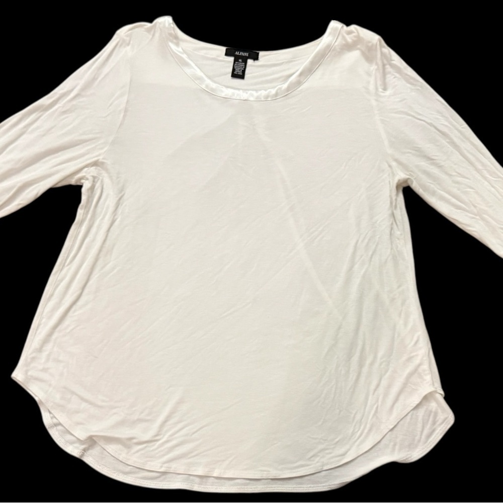 Alfani White Long Sleeve Top XL Rayon Blend Stretch Casual